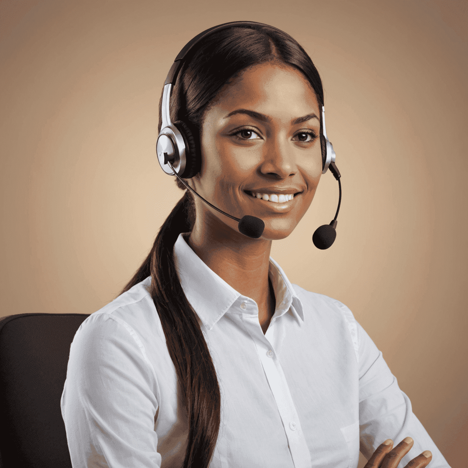 Friendly customer support representative wearing a headset, ready to assist customers with their mobile service questions and issues