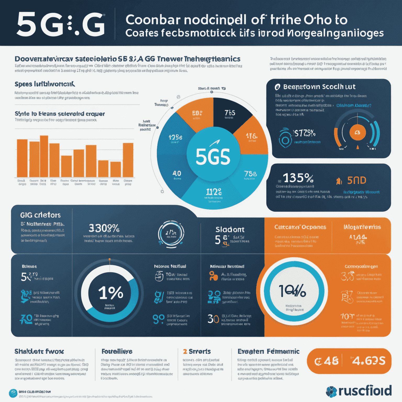 Infographic comparing the speeds of 5G to 4G and other network technologies, highlighting the significant improvements in download and upload speeds