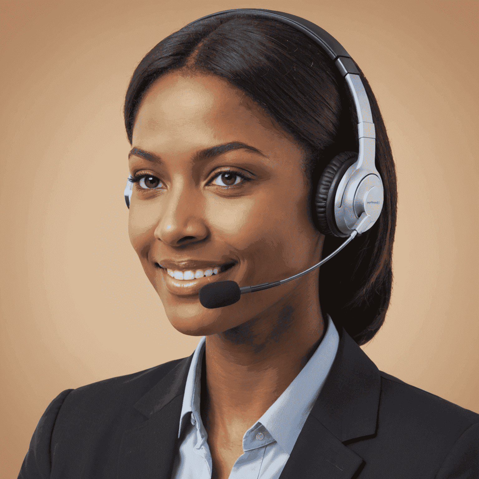 A friendly customer support representative wearing a headset, ready to assist customers